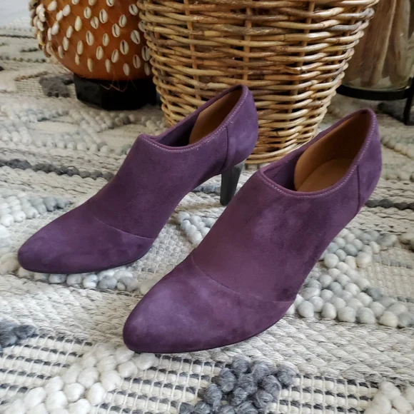 ECCO Alicante Shootie Dress Booties Purple Suede Heel Slip-On Women’s 10-10.5/41 - Picture 5 of 13